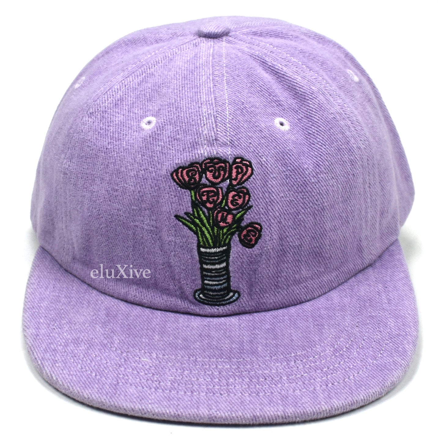 Supreme - Purple Flowers Logo Embroidered 6-Panel Hat (SS18)