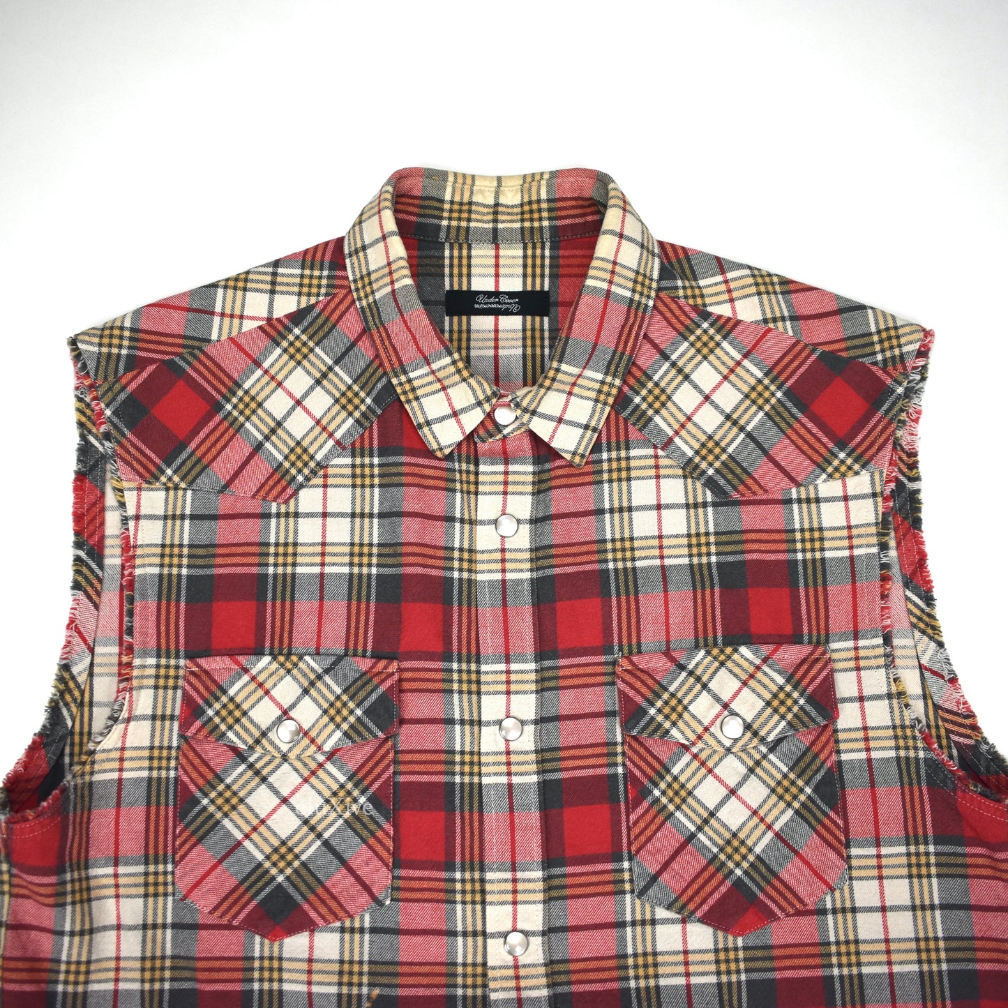 Undercover - Red Plaid Sleeveless Western Snap Button Shirt