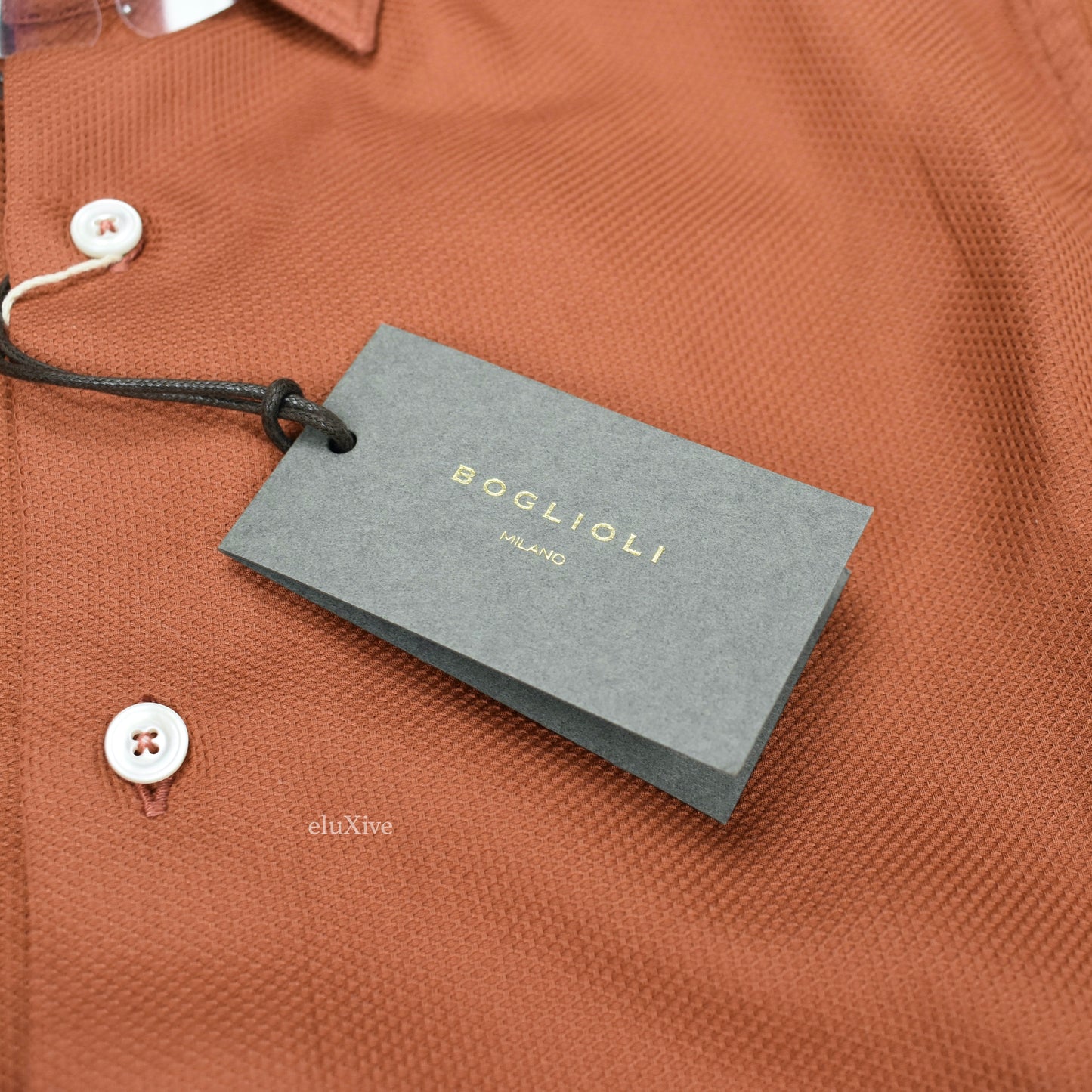 Boglioli - Rust Orange Birdseye Woven Cotton Button Down Shirt