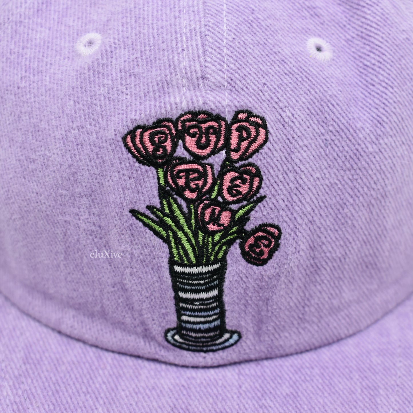 Supreme - Purple Flowers Logo Embroidered 6-Panel Hat (SS18)