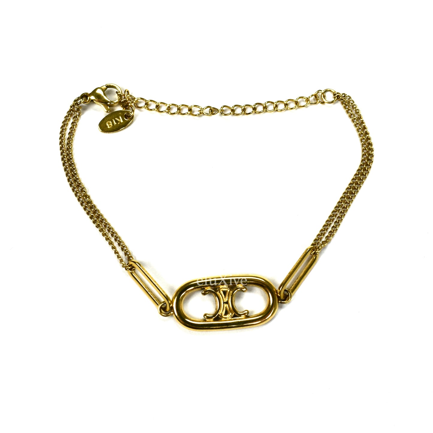 Celine - Gold Macadam Logo Charm Bracelet