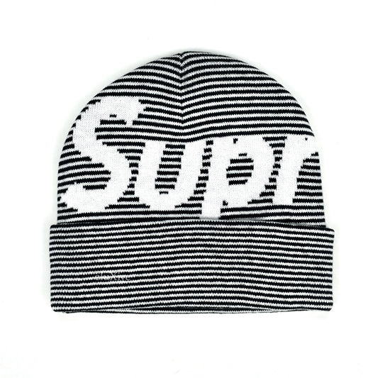 Supreme - Big Logo Knit Beanie (Black Stripe)