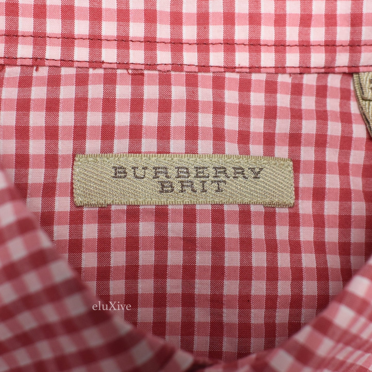 Burberry - Red Gingham Plaid S/S Logo Shirt