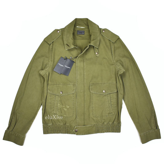 Saint Laurent - Distressed Military Twill Aviator Jacket