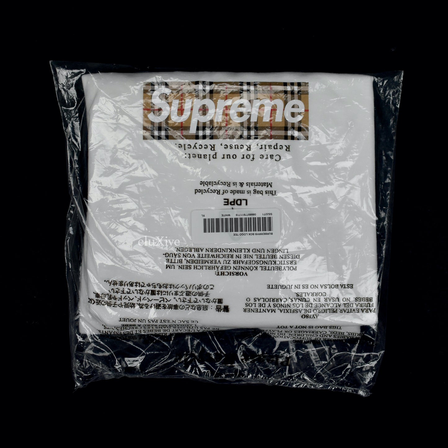 Supreme x Burberry - Nova Check Box Logo T-Shirt (White)