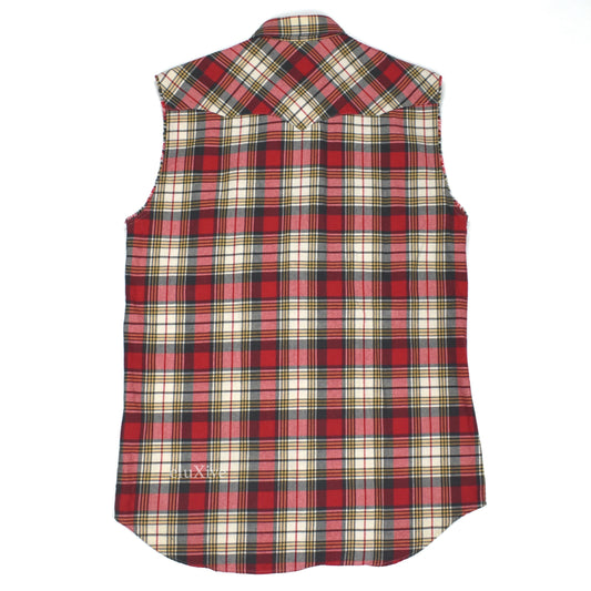 Undercover - Red Plaid Sleeveless Western Snap Button Shirt