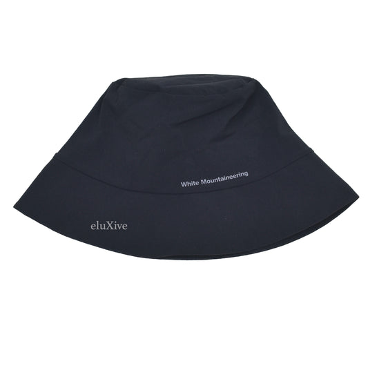 White Mountaineering - Black Logo Print Packable Bucket Hat