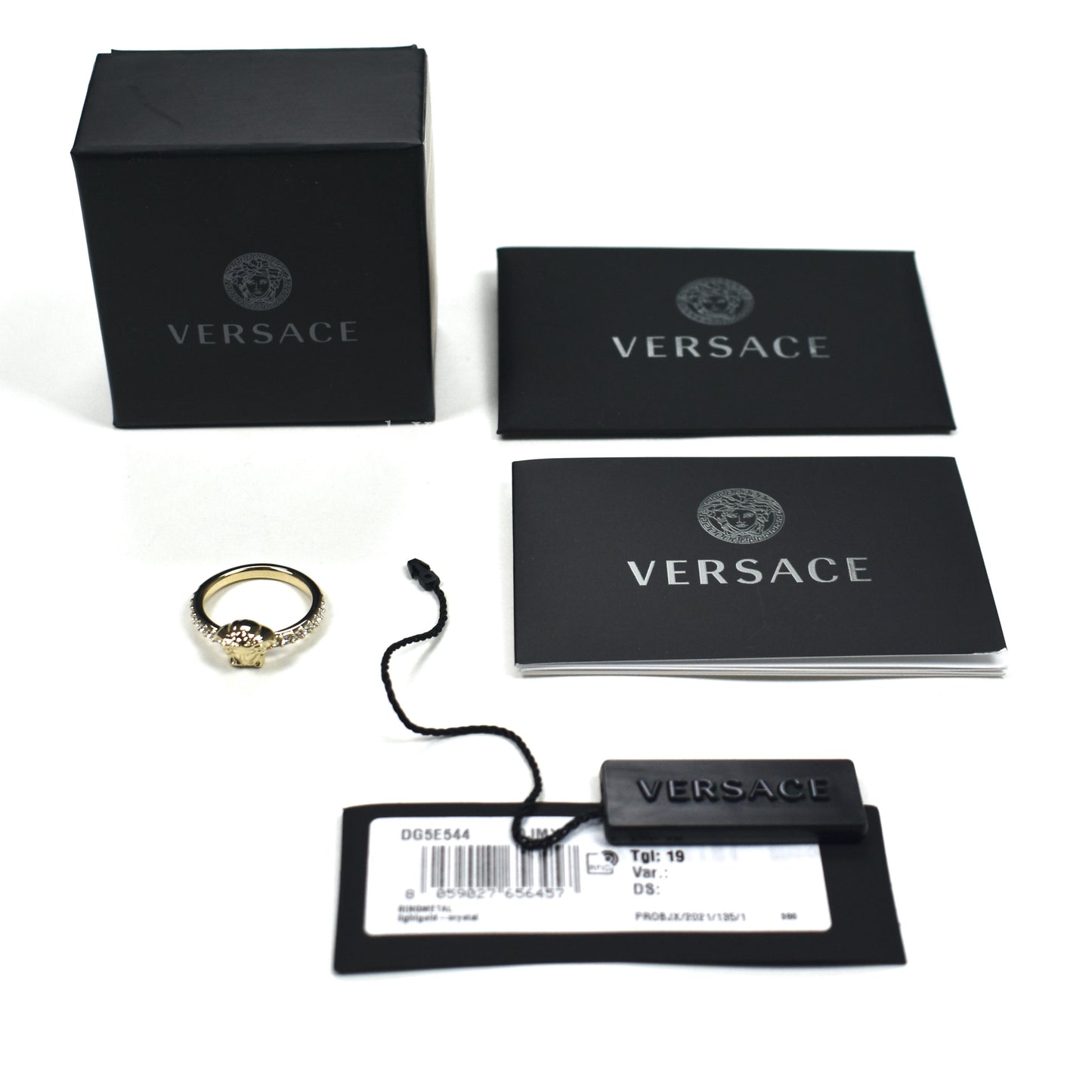Versace - Light Gold Small Medusa Logo Crystal Ring