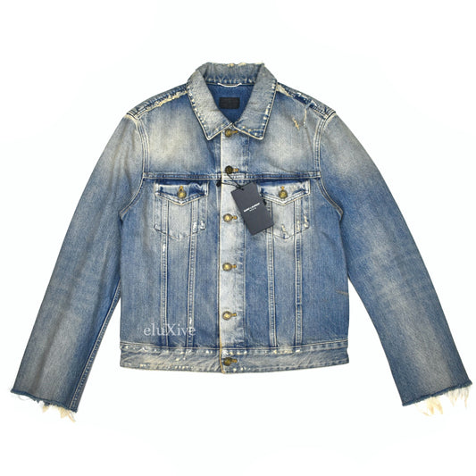 Saint Laurent - Blue Destroyed Denim Trucker Jacket