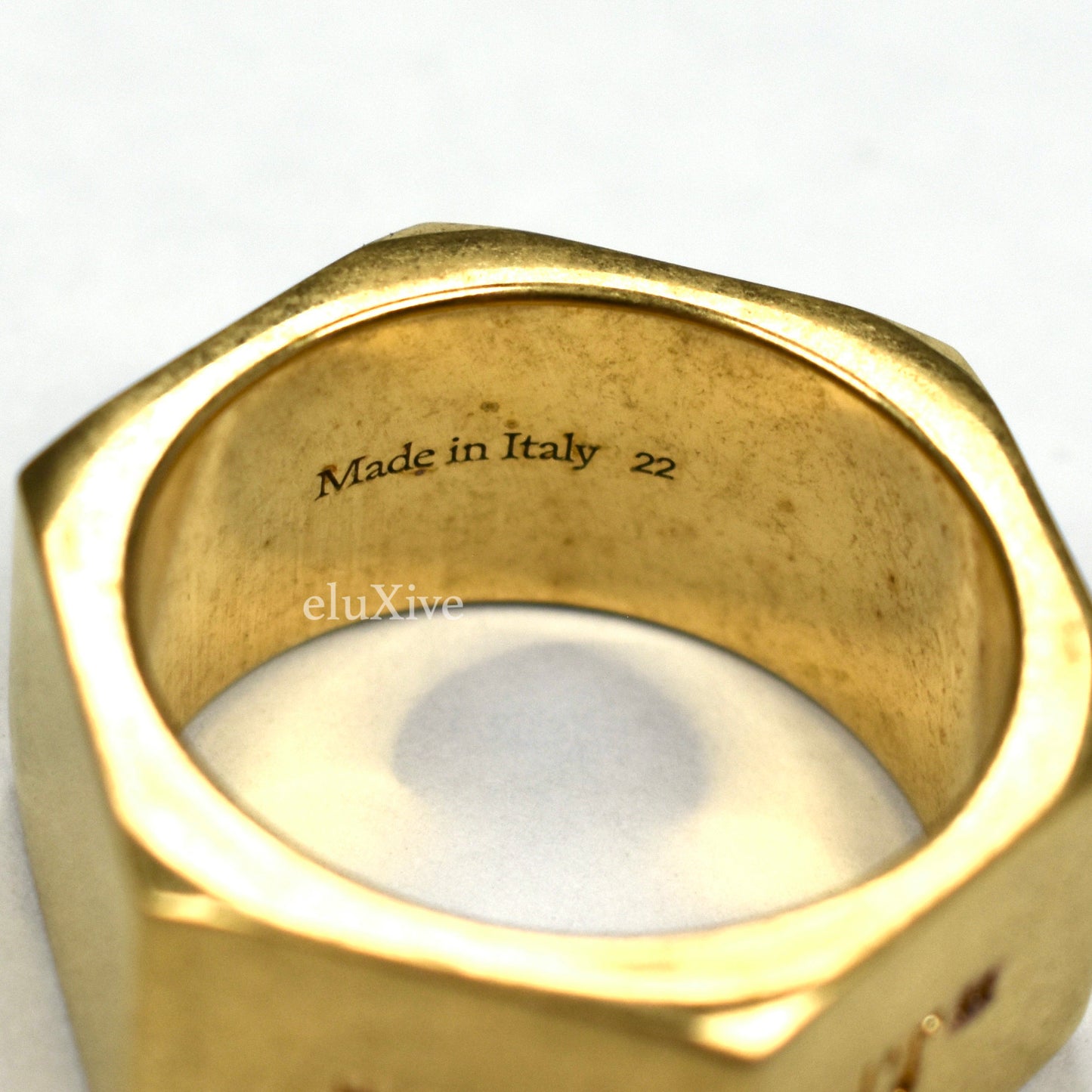 Off-White - Matte Gold Logo Engraved Hex Nut Ring