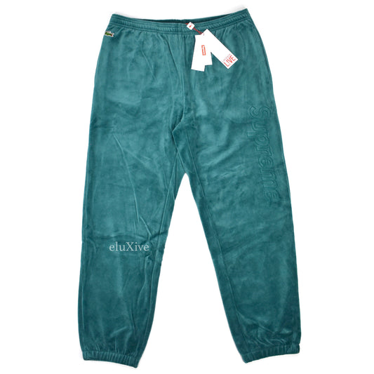 Supreme x Lacoste - Teal Velour Logo Track Pants