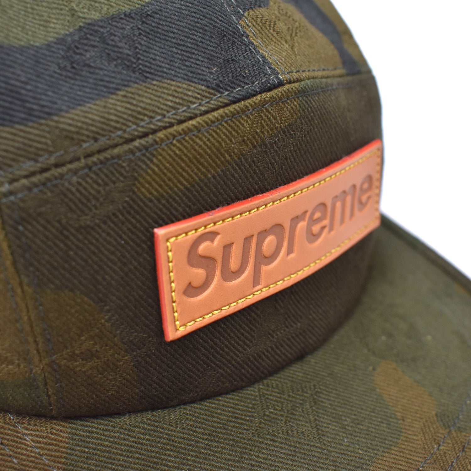 LOUIS VUITTON x Supreme LV Used Cap Camouflage Khaki Green Cotton France  #AH370