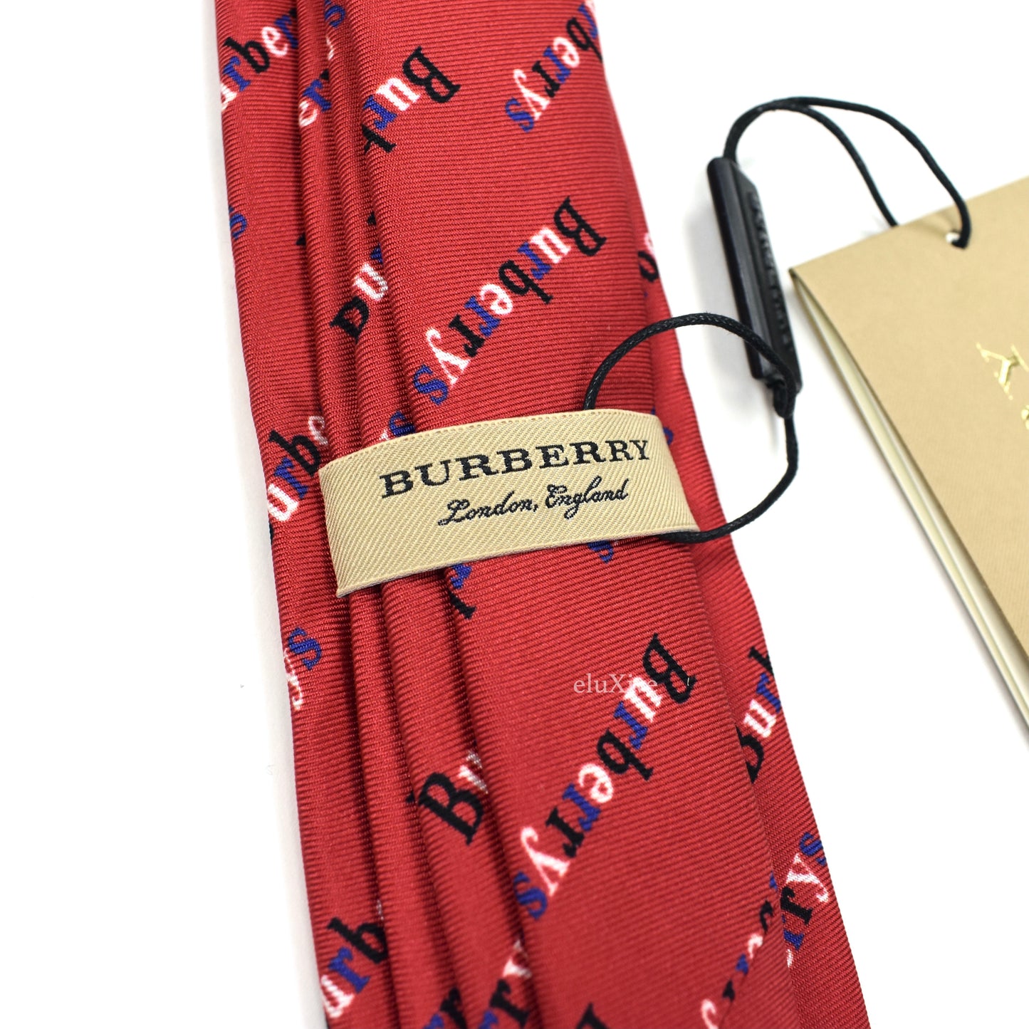 Burberry - Red Silk Allover Logo Print Tie