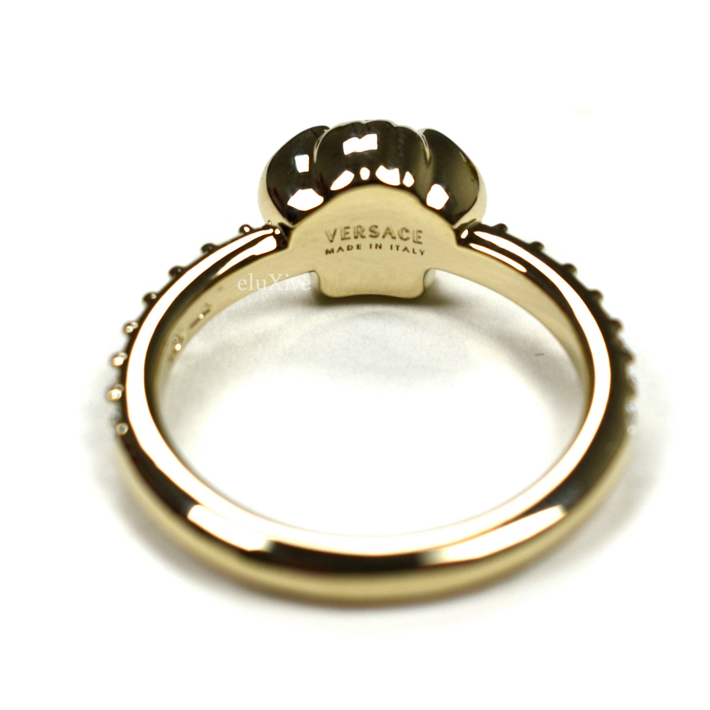 Versace - Light Gold Small Medusa Logo Crystal Ring