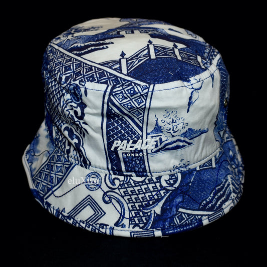 Palace - White / Blue China Plate Print Bucket Hat