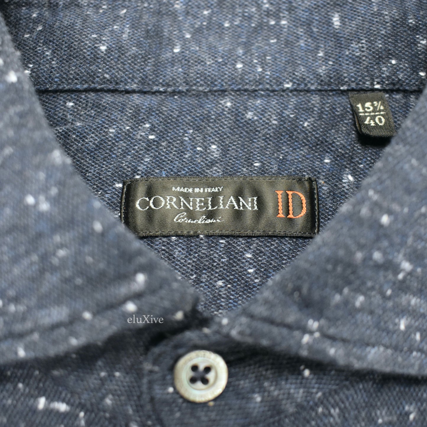 Corneliani - Navy Speckled Cotton Pique Button Down Shirt