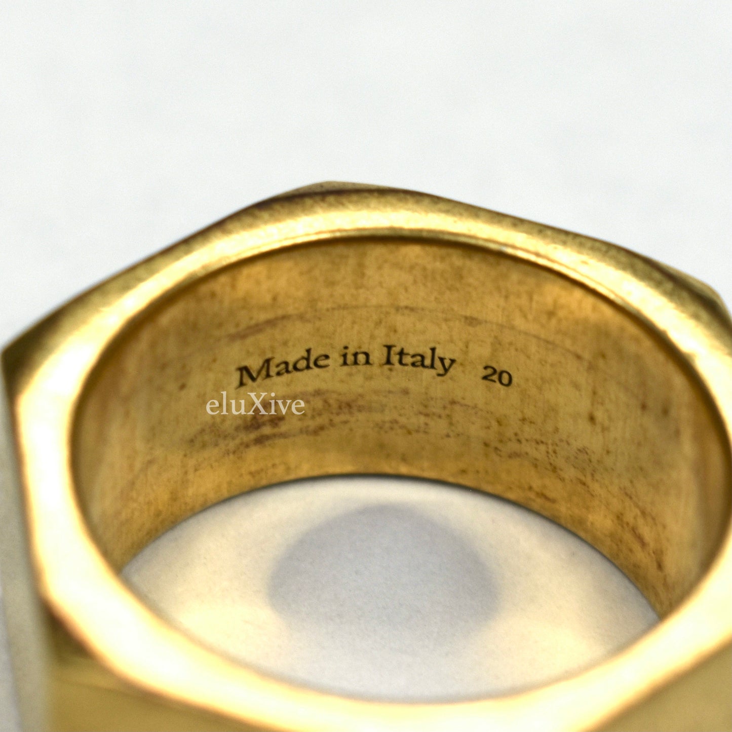 Off-White - Matte Gold Logo Engraved Hex Nut Ring