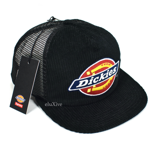 Supreme x Dickies - Corduroy Logo Embroidered Trucker Hat (Black)