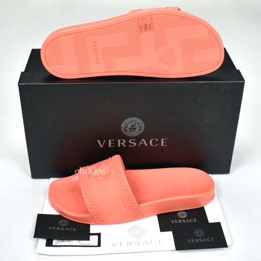 Versace - Bright Coral Palazzo Medusa Pool Slides