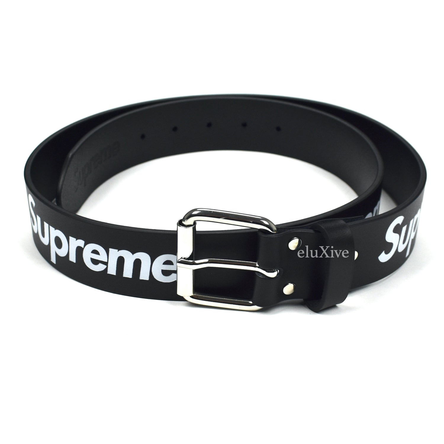 Supreme - Black Box Logo Repeat Leather Belt – eluXive