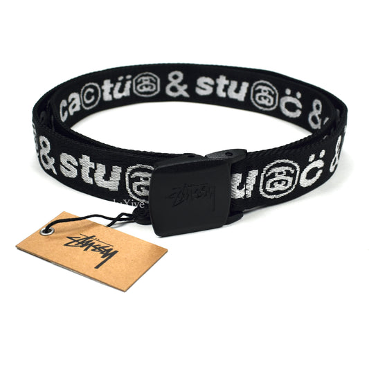 Cactus Plant Flea Market x Stussy - CPFM Black / White Logo Woven Web Belt