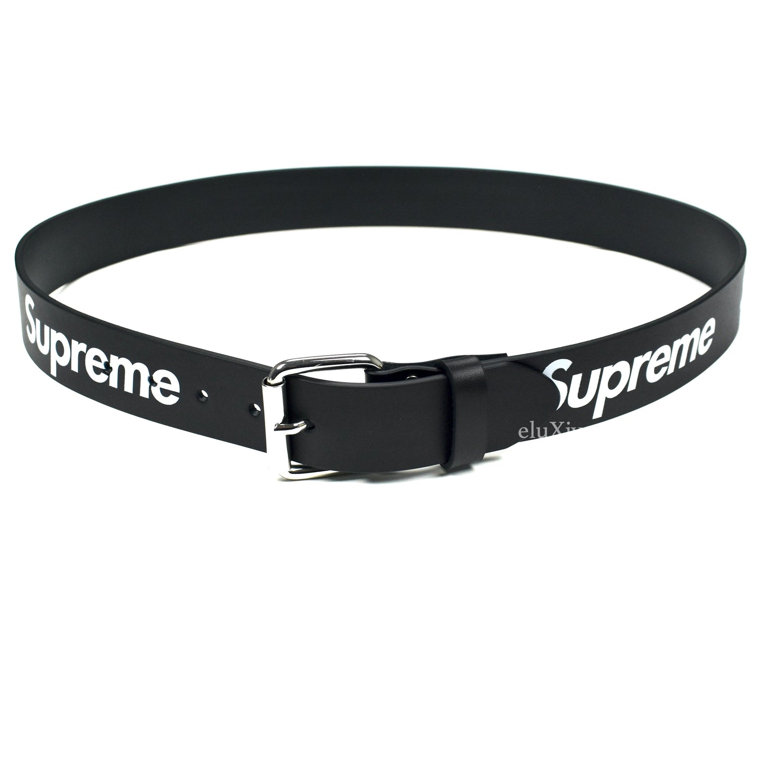 Supreme Repeat Leather Belt Black - Large