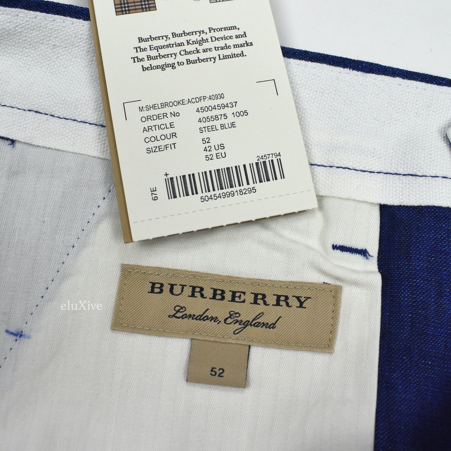 Burberry - Steel Blue 100% Linen Shorts