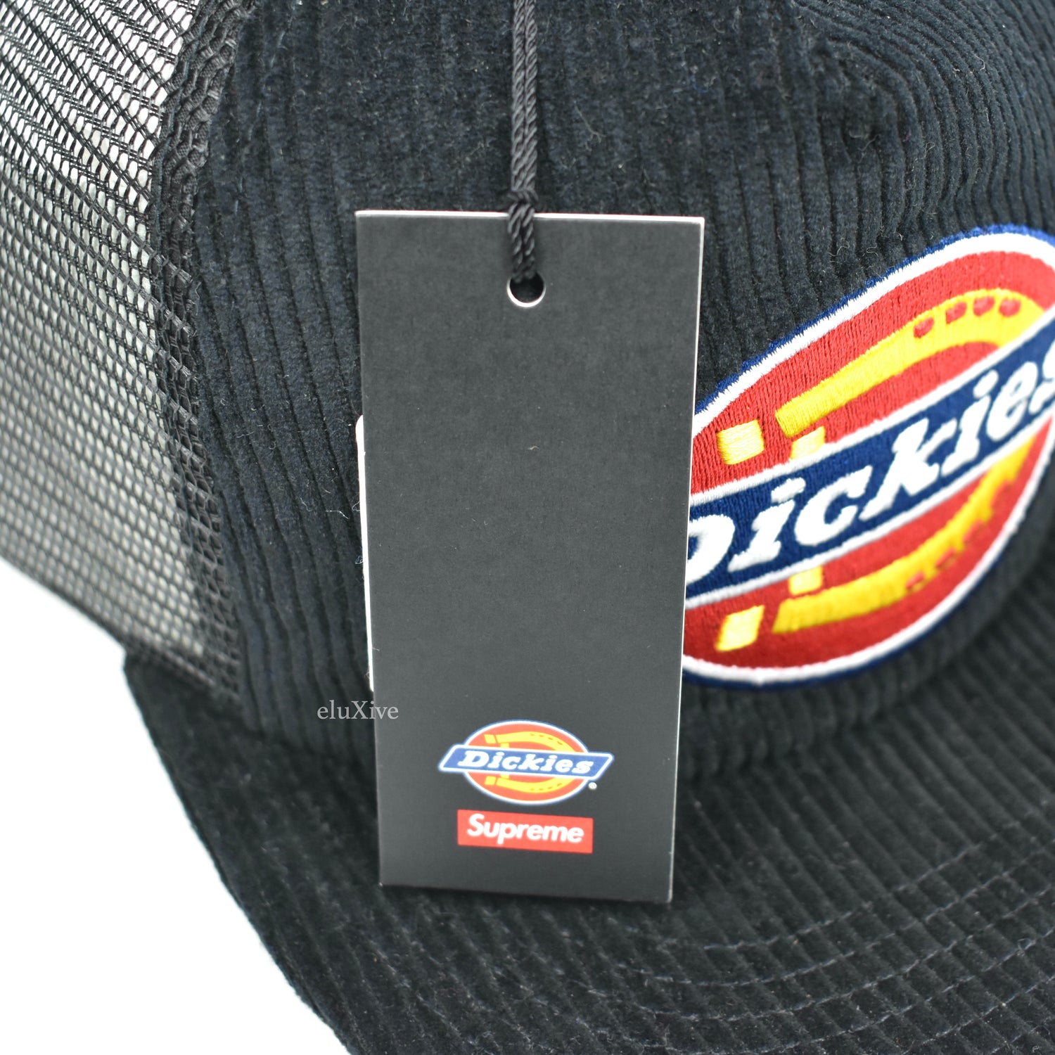 Supreme x Dickies - Corduroy Logo Embroidered Trucker Hat (Black
