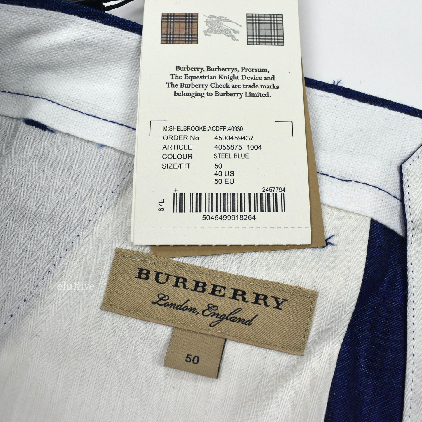 Burberry - Steel Blue 100% Linen Shorts