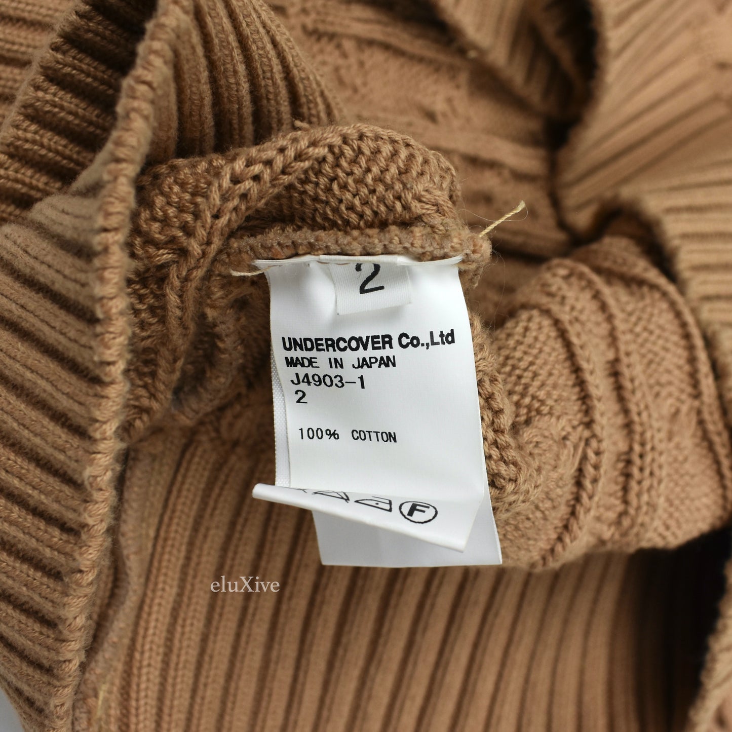 Undercover - AW12 'Psycho Color' Tan Cable Knit Mock Neck Sweater