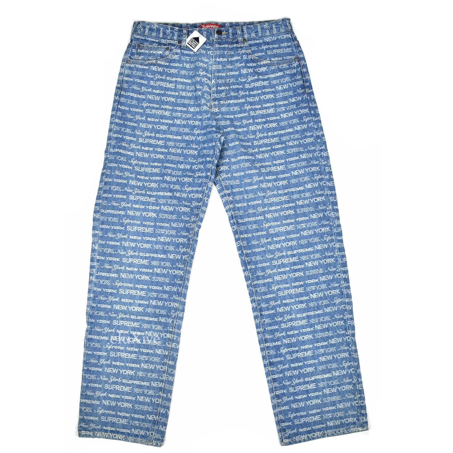 Supreme - Multi Type Jacquard Logo Denim Jeans (Blue)