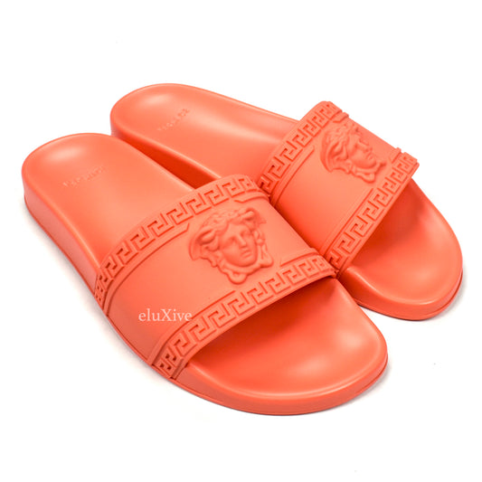 Versace - Bright Coral Palazzo Medusa Pool Slides
