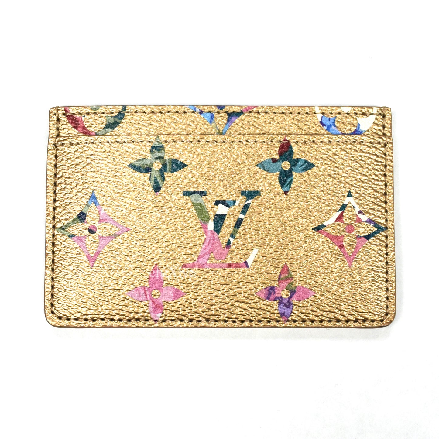 Louis Vuitton - Gold Floral LV Monogram Card Holder