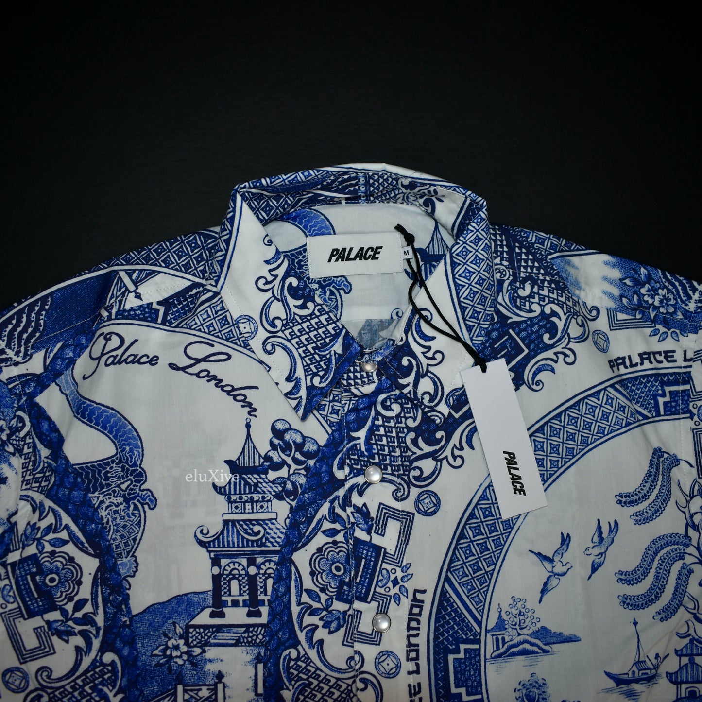 Palace - White / Blue China Plate Print Button Down Shirt