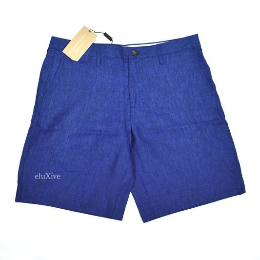 Burberry - Steel Blue 100% Linen Shorts