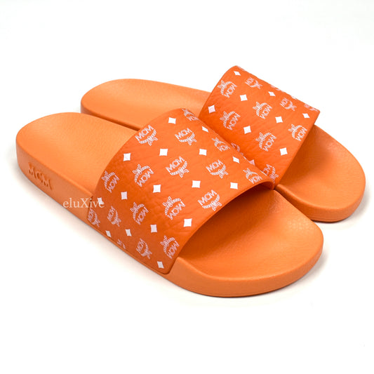 MCM - Persimmon Orange Monogram Logo Slides