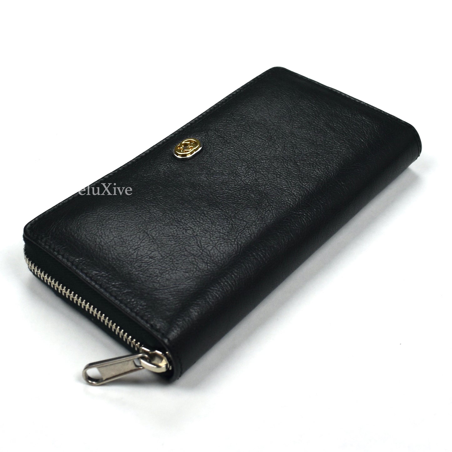 Gucci - Black Leather GG Logo Zip Wallet