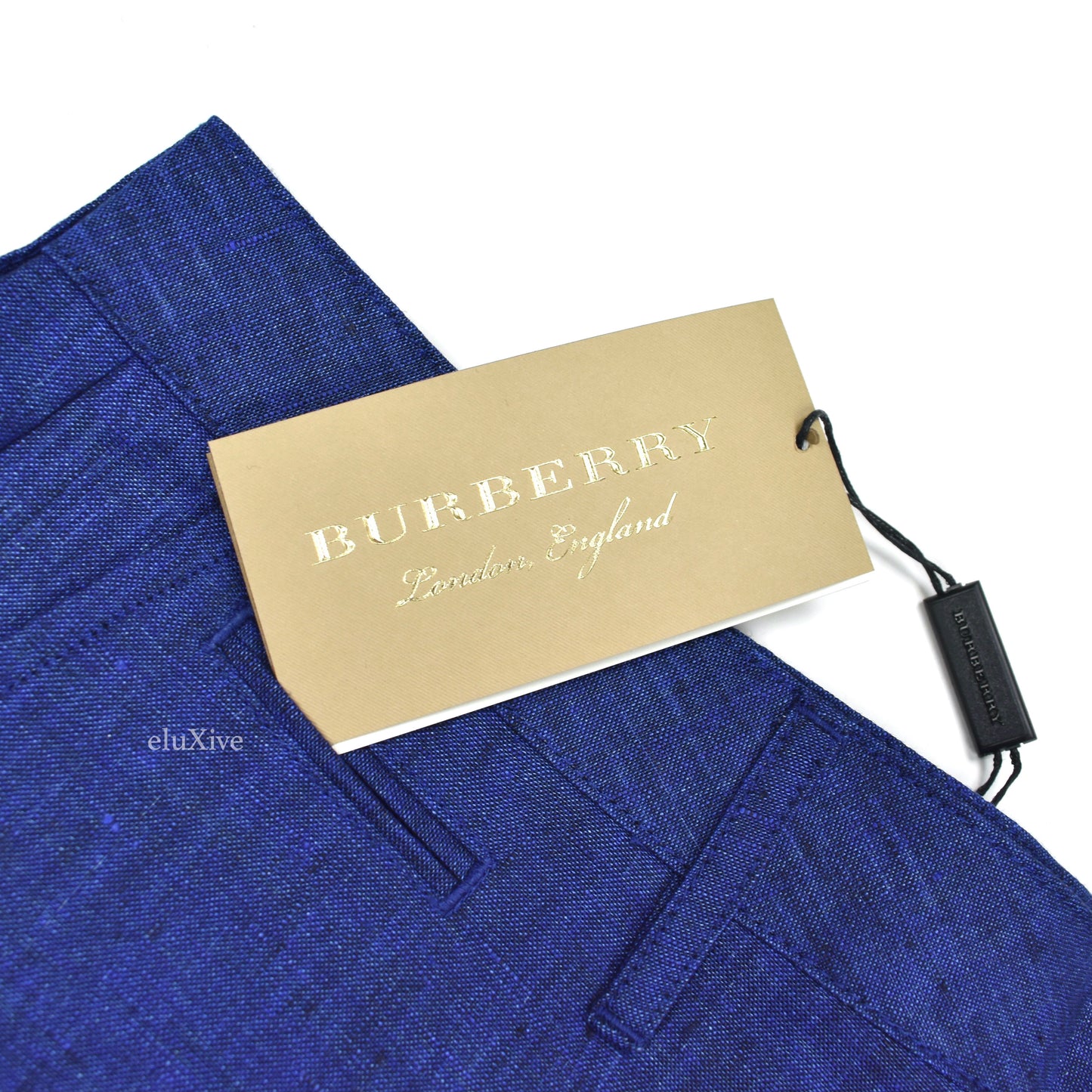 Burberry - Steel Blue 100% Linen Shorts