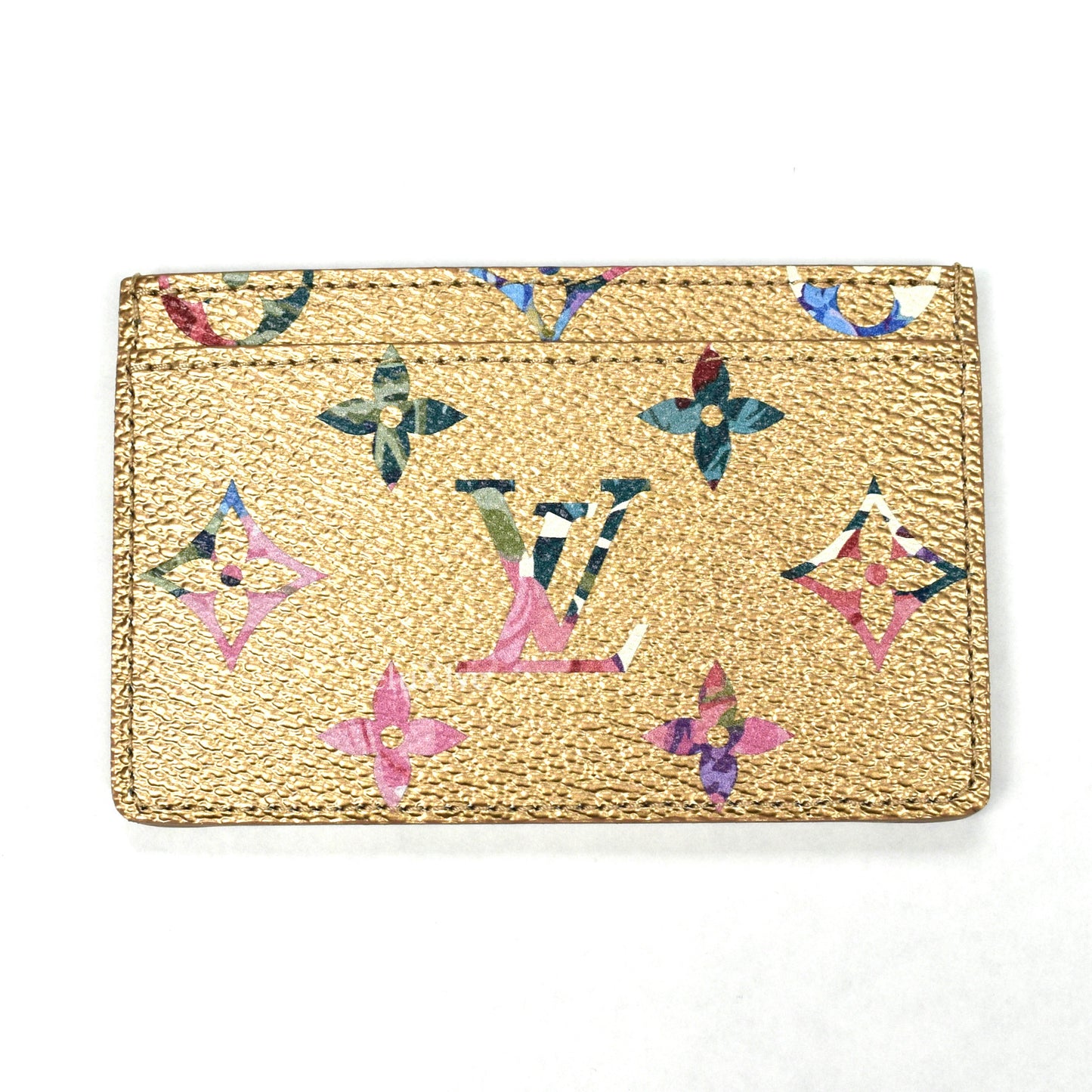 Louis Vuitton - Gold Floral LV Monogram Card Holder