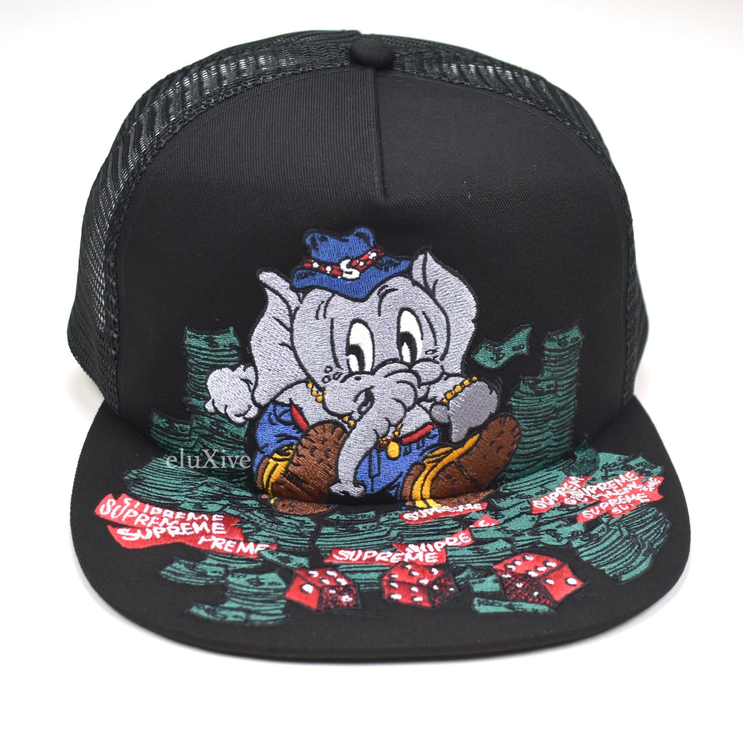 Supreme - Black Elephant Emboidered Trucker Hat