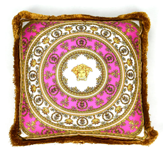 Versace - Pink Barocco Medusa Logo Silk Pillow