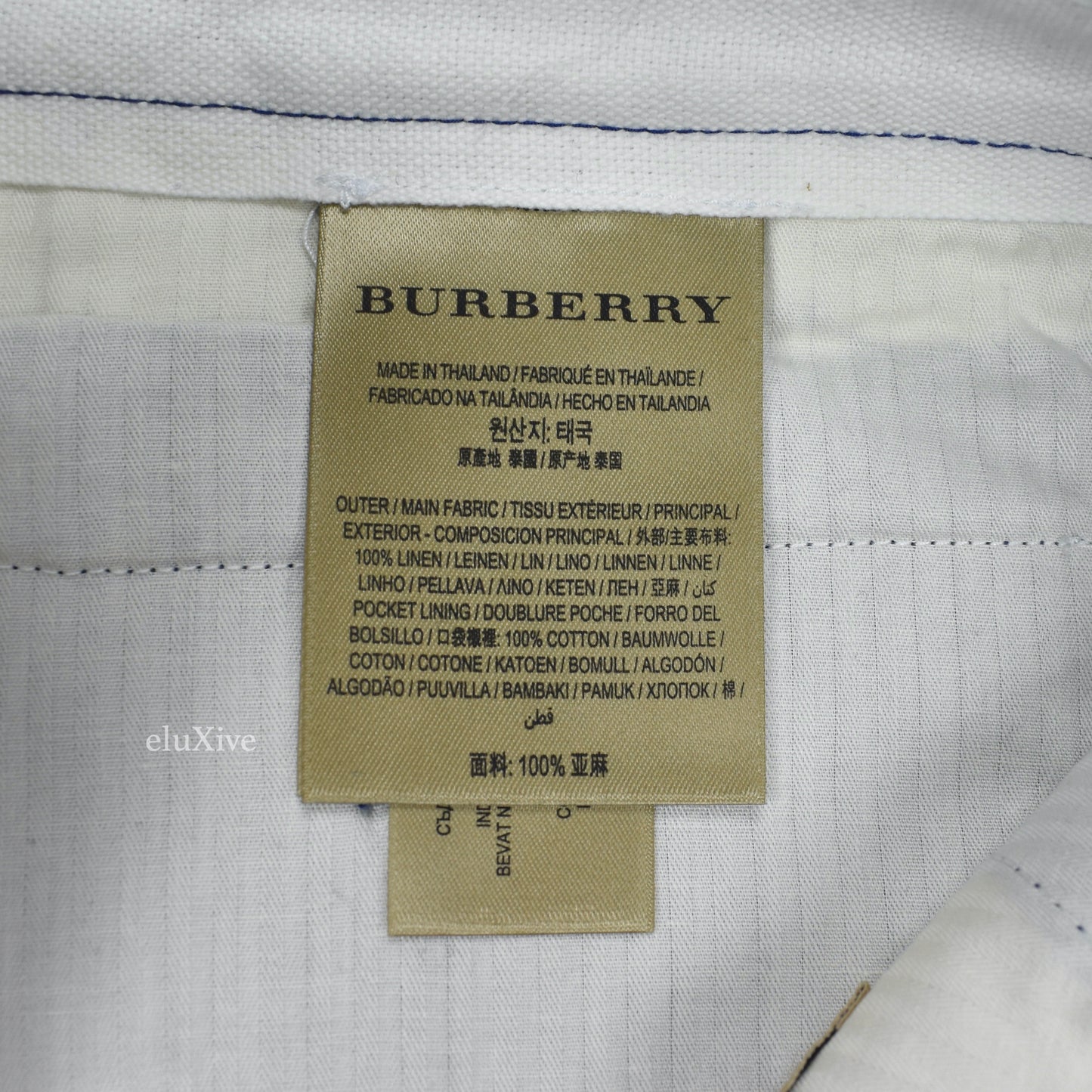 Burberry - Steel Blue 100% Linen Shorts