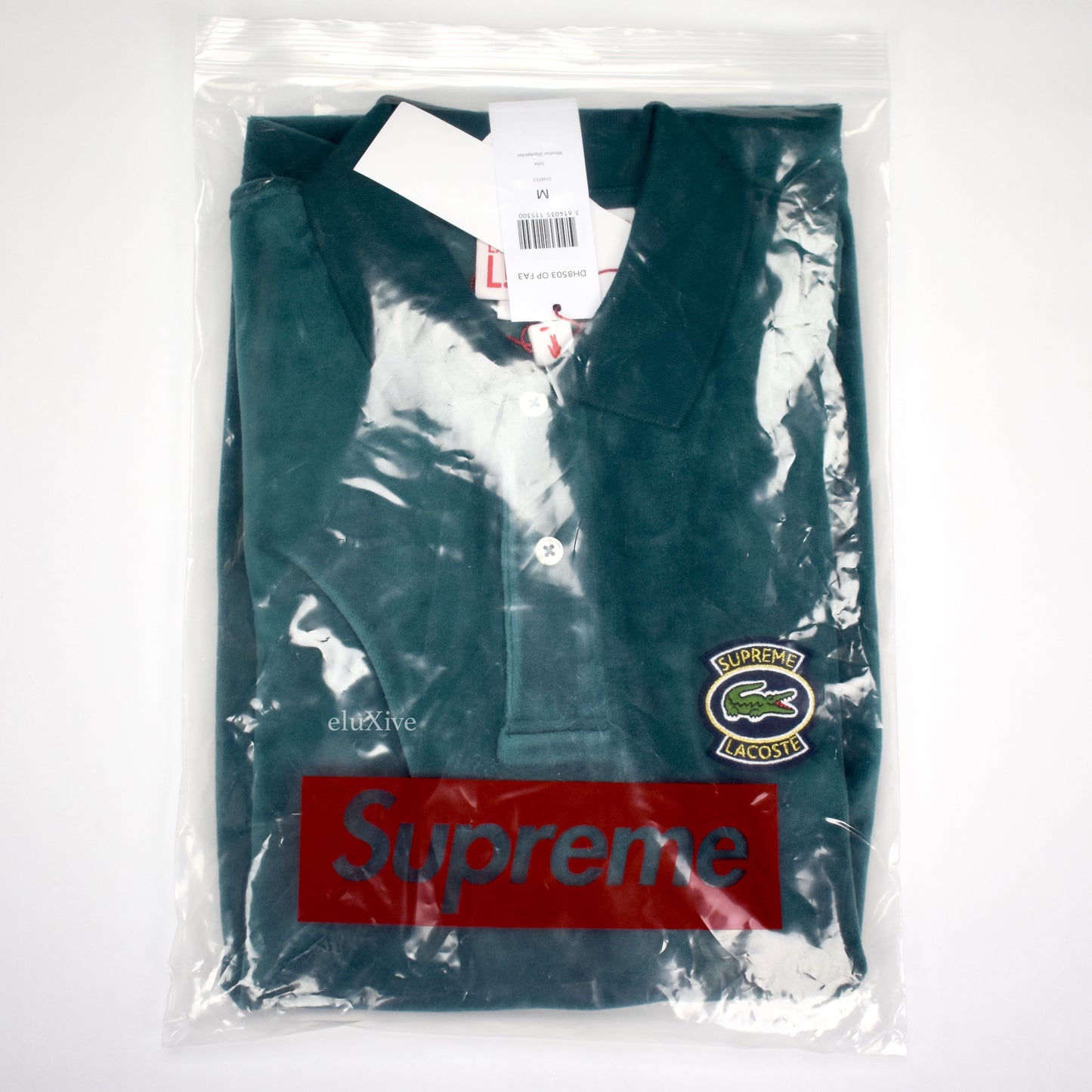 Supreme x Lacoste - Teal Velour Logo Polo Shirt