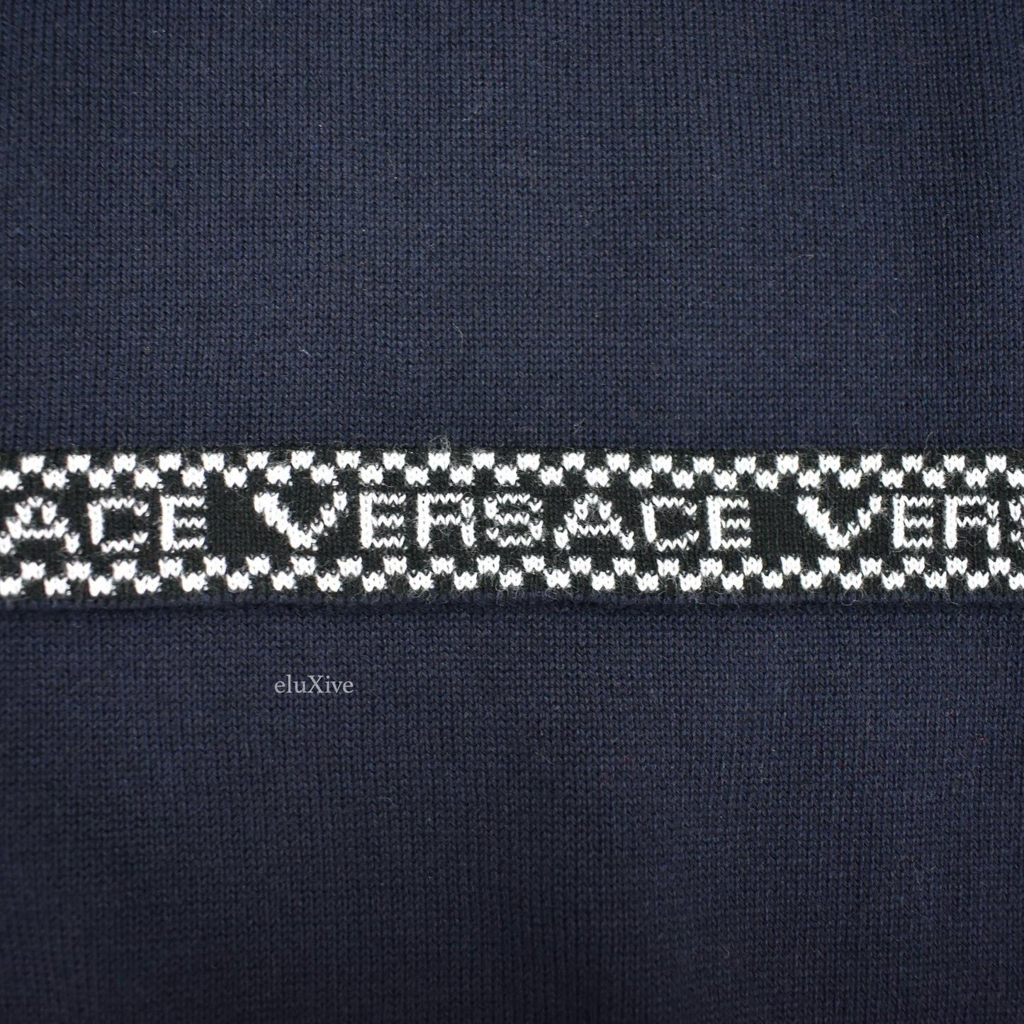 Versace - Logo Repeat Knit Crewneck Sweater (Navy)