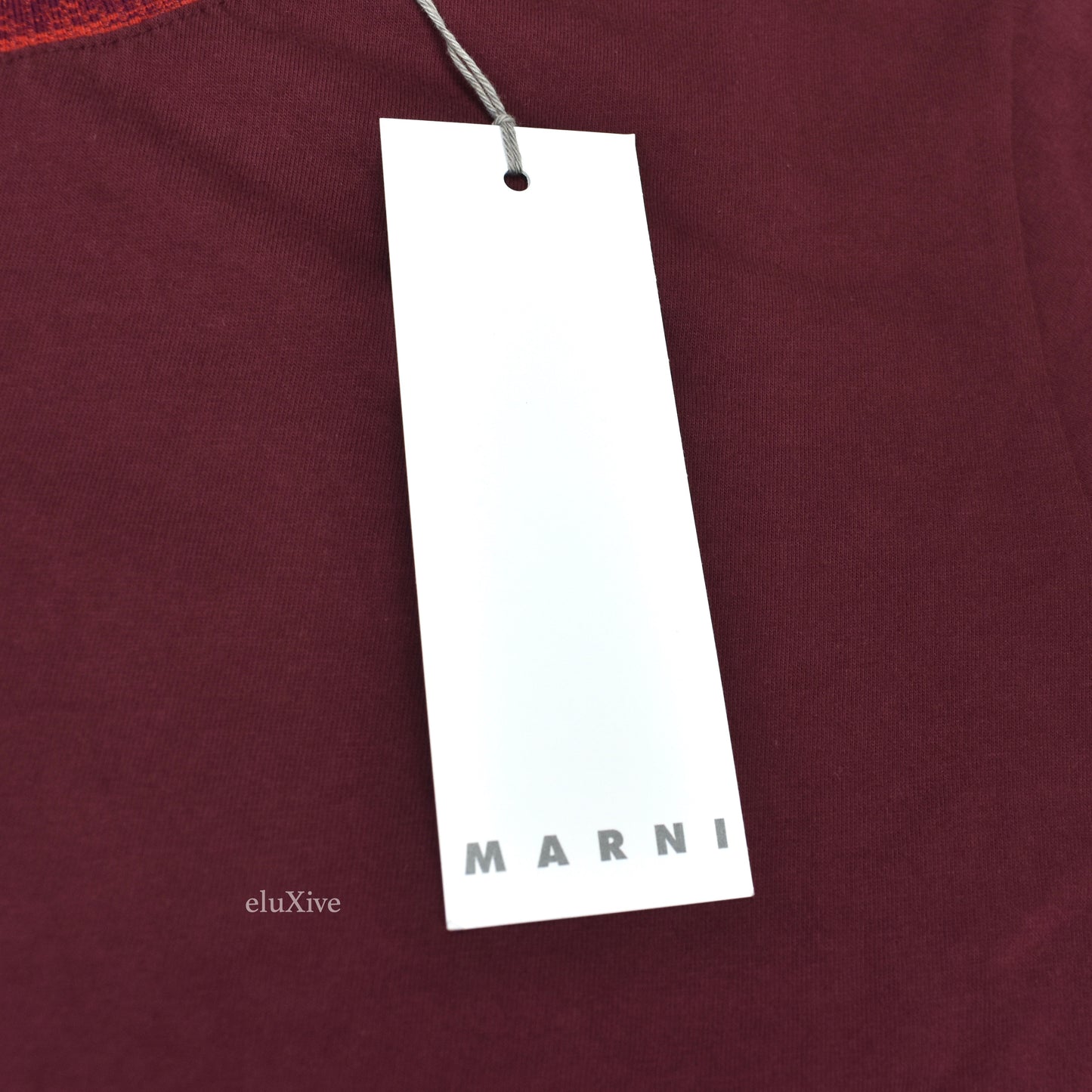 Marni - Dark Red Striped Neck T-Shirt