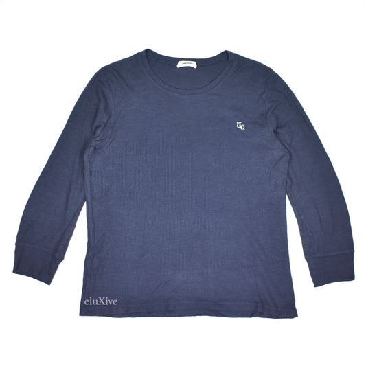 Undercover - AW11 'Mirror' Logo Embroidered Navy Waffle Knit Shirt