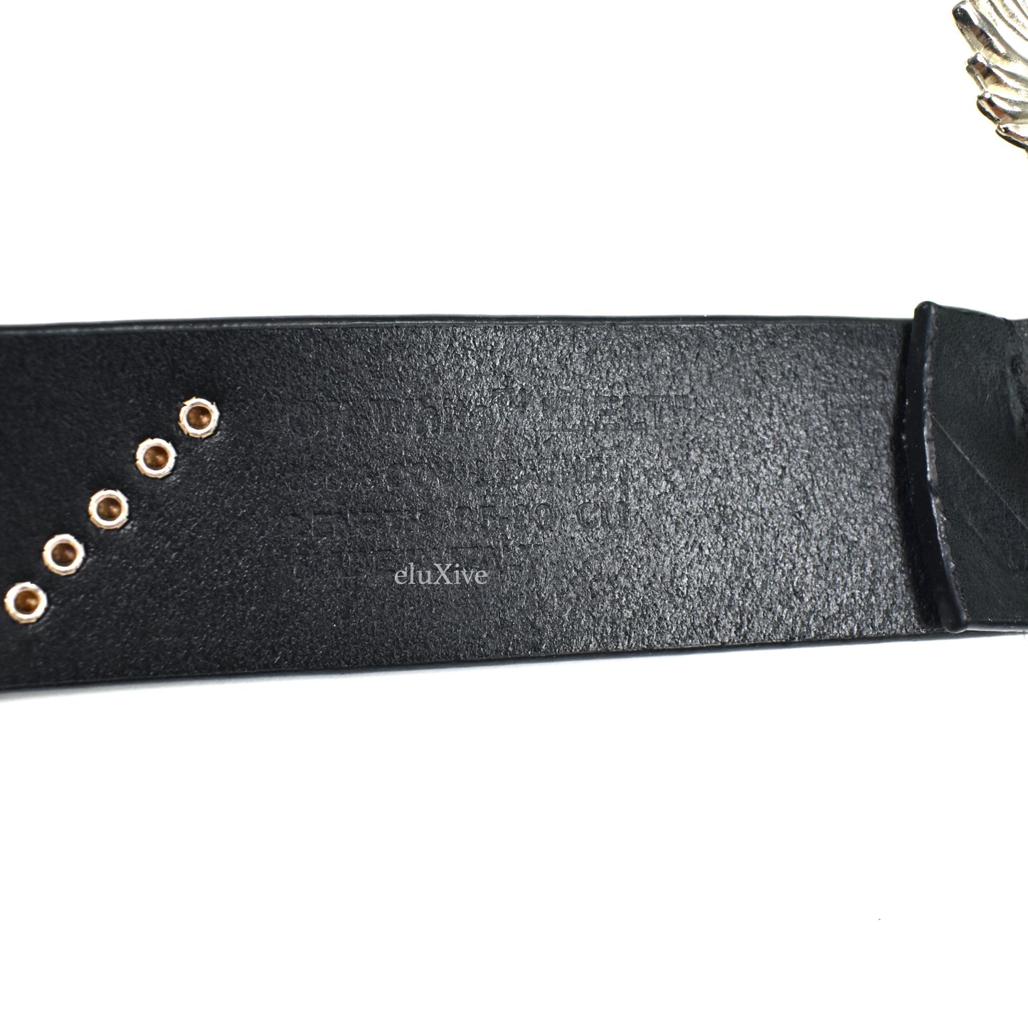 Off-White - Black Eagle Buckle Crystal Studded Leather Belt