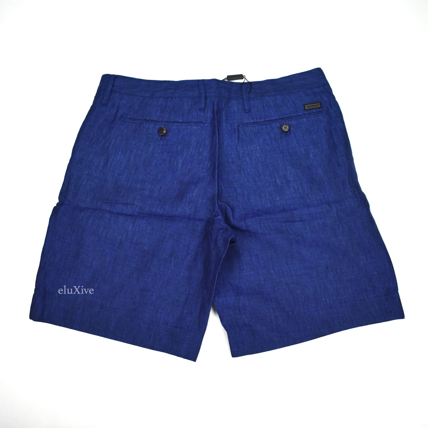 Burberry - Steel Blue 100% Linen Shorts