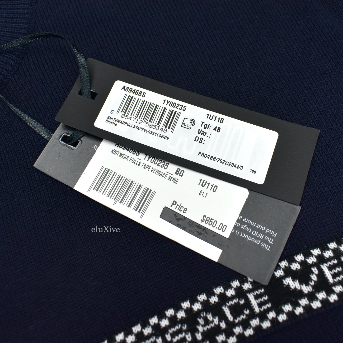 Versace - Logo Repeat Knit Crewneck Sweater (Navy)