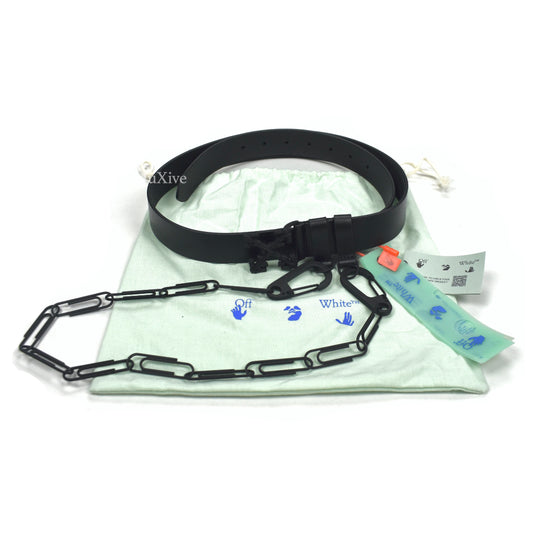Off-White - Black Arrows Buckle Paperclip Chain Leather Belt